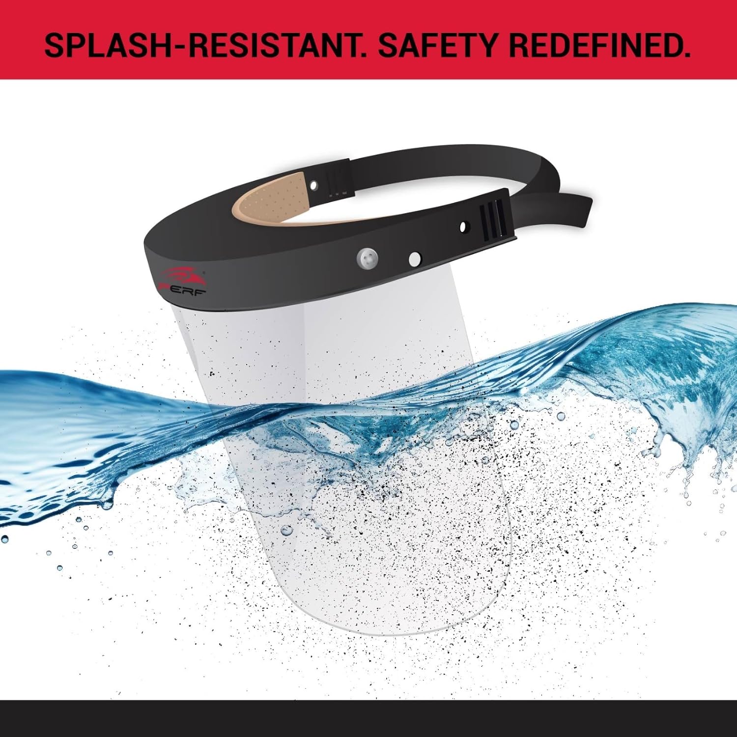 PERF Face Shield | Anti Scratch | High-Impact Resistant Polycarbonate Visor | Comfortable Adjustable Elastic Band with Replaceable Polycarbonate Visor (1 Piece of Set)