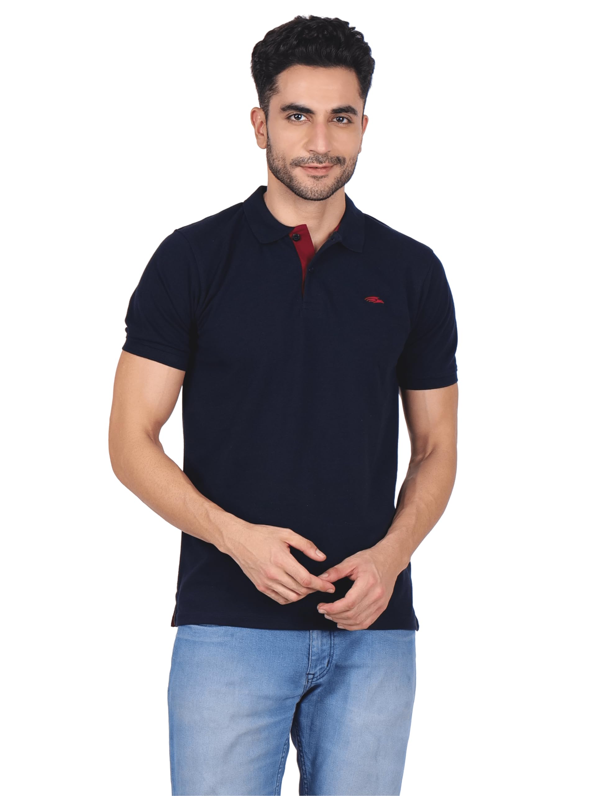 PERF Men's Regular Fit Polyster Cotton Polo T Shirt, Polo Neck, Half Sleeves, Gym T Shirts, Casual Wear, Workout T Shirts, Active Gym Wear for Running, T Shirts for Man