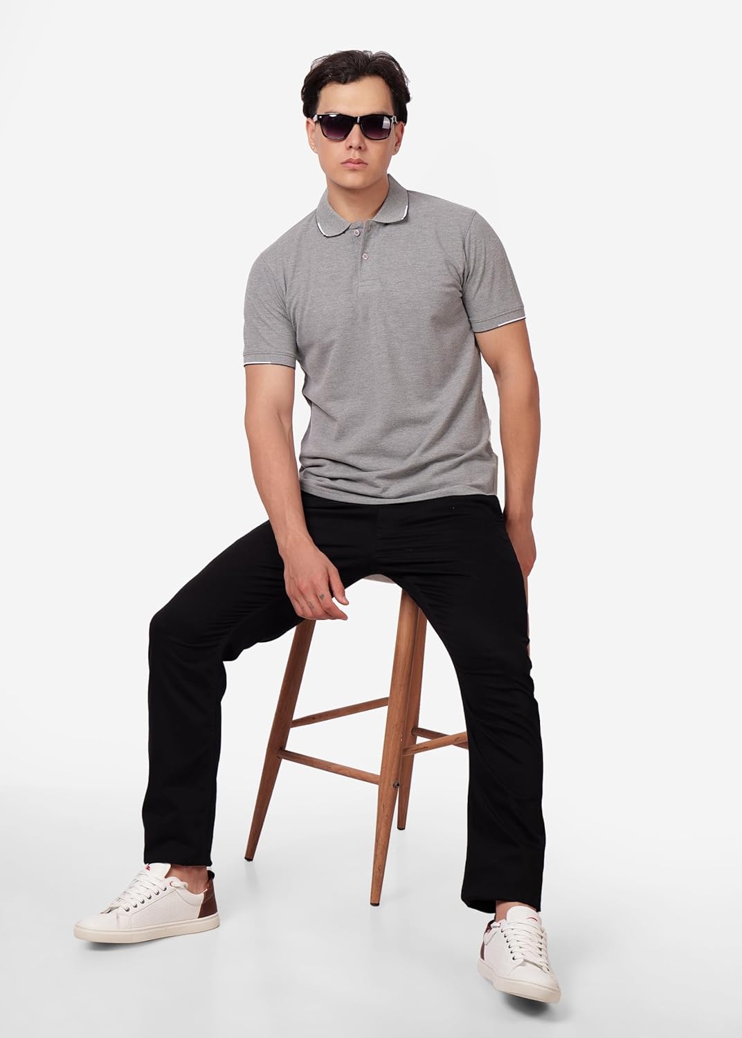 PERF Men's Polo T-Shirt with Two-Color Tipping | Cotton-Poly Blend | Casual and Sportswear Polo Tee