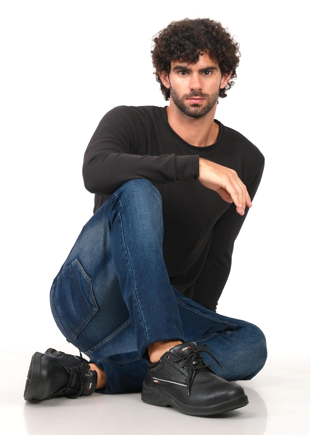 PERF Turbo-X Low Ankle Safety Shoe - Premium Buff Grain Leather, Steel Toe Cap 200J, PU Double Density Sole for Construction and Industrial Work