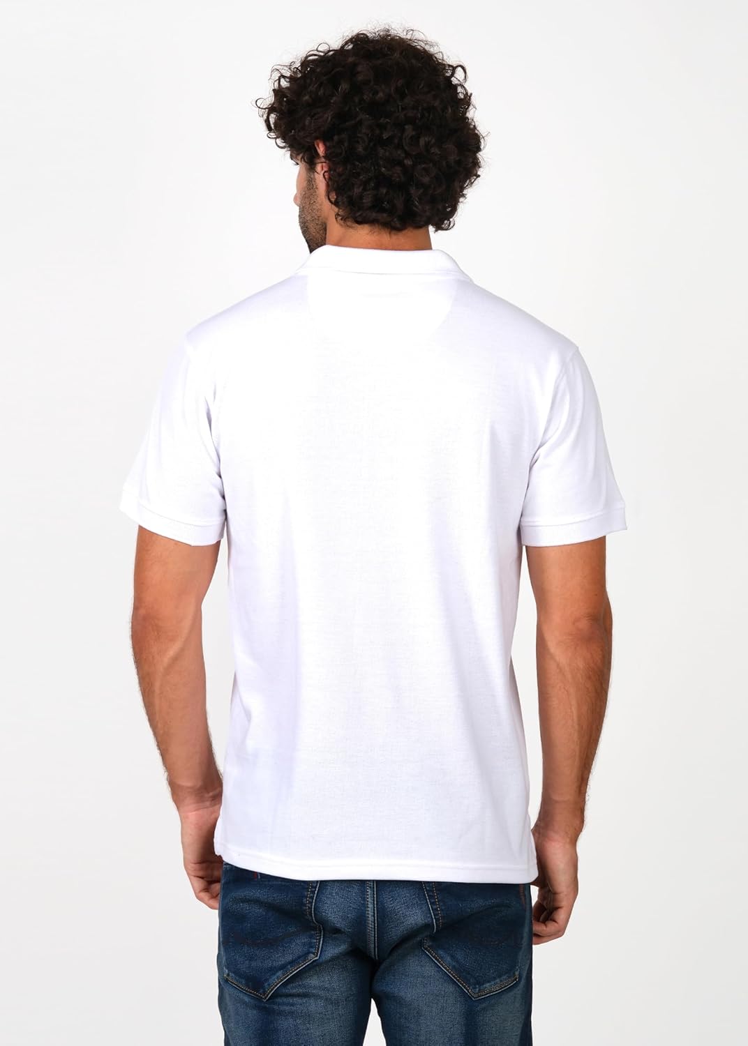 PERF Men's Polo T-Shirt - Cotton Rich, Stylish & Comfortable Polo, White & Sky Blue