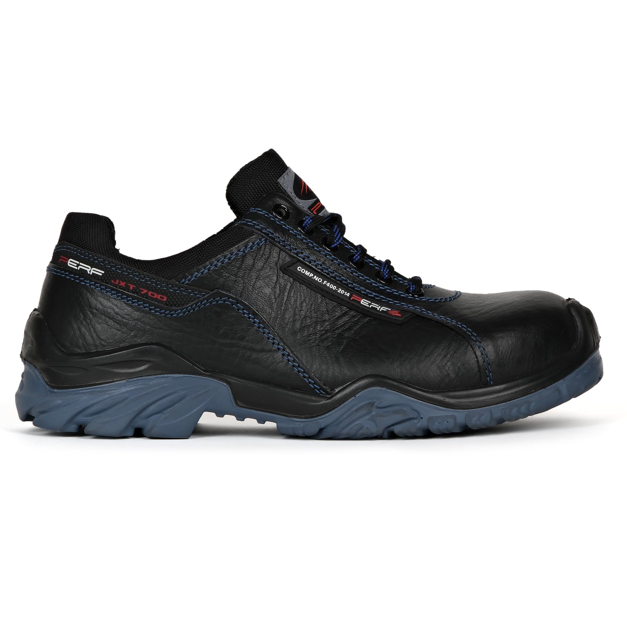 PERF Tornado G SB - Water-Repellent Leather Safety Shoe with Non-Metallic Toe Cap, Breathable Lining, Cushioned Footbed, and Durable PU Double Density Sole - Work Shoe for Men.
