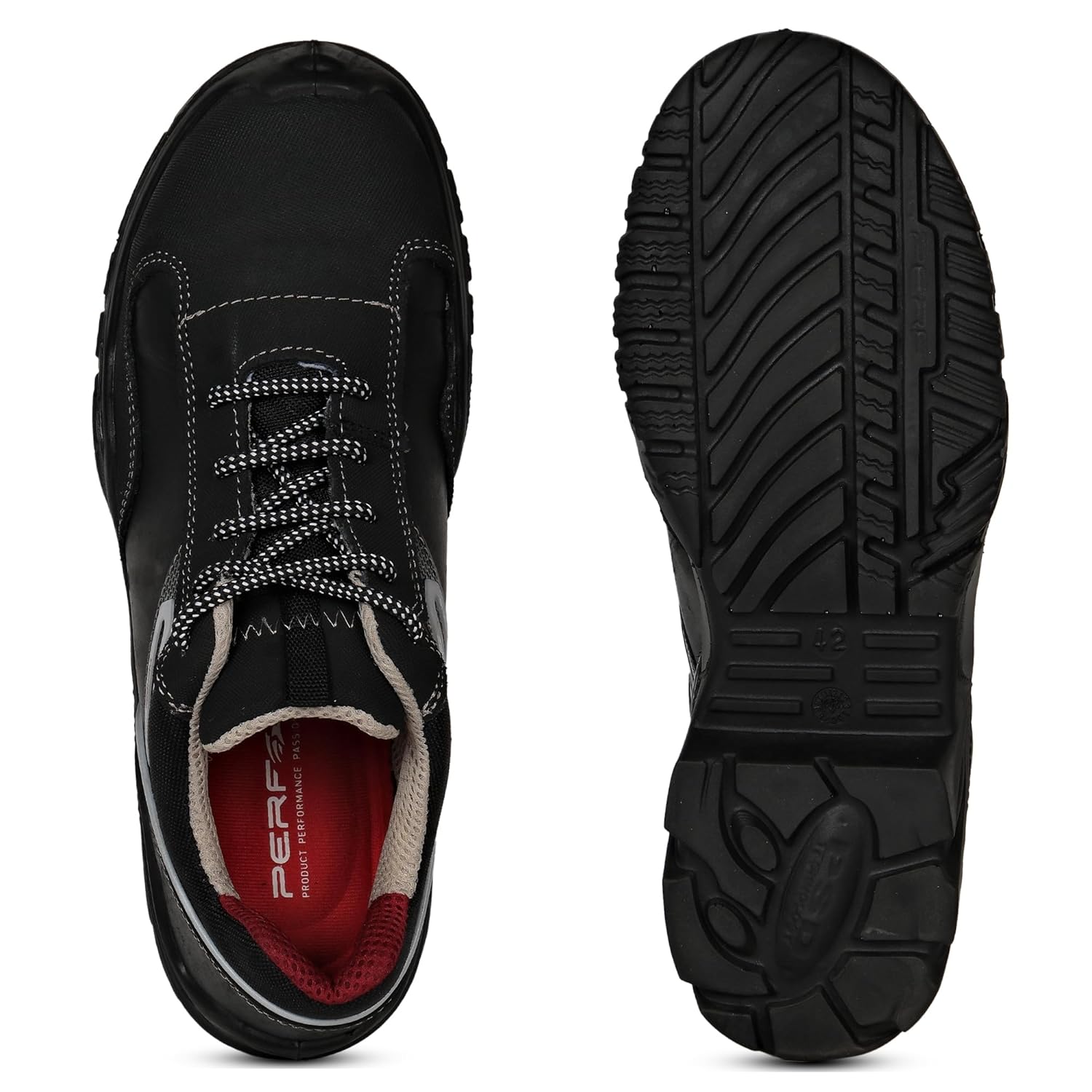 PERF Typhoon Low Ankle Safety Shoes - Water-Repellent Diamond Leather Work Boots, Breathable Lining, Lightweight for Outdoor Performance