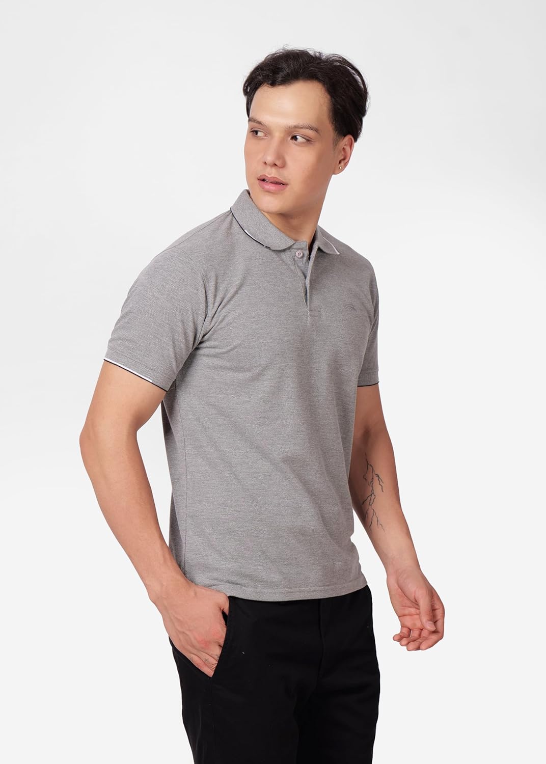 PERF Men's Polo T-Shirt with Two-Color Tipping | Cotton-Poly Blend | Casual and Sportswear Polo Tee