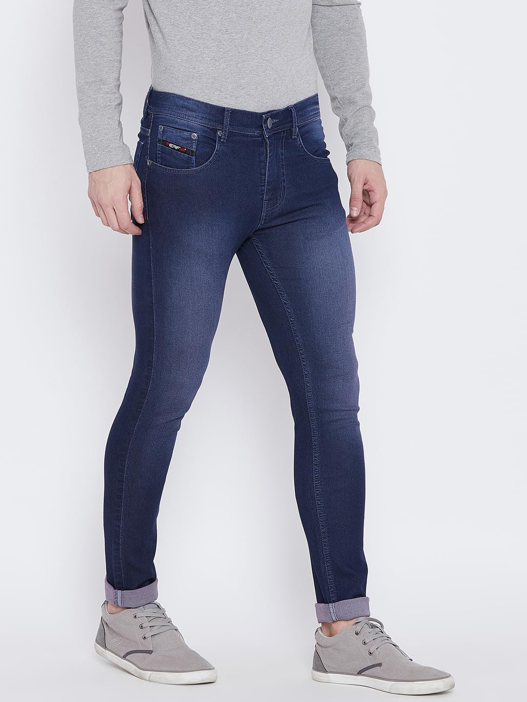 PERF Men's Slim Fit Blue Denim Jeans with Tinting – Stretchable Lycra Material, Stylish Everyday Wear