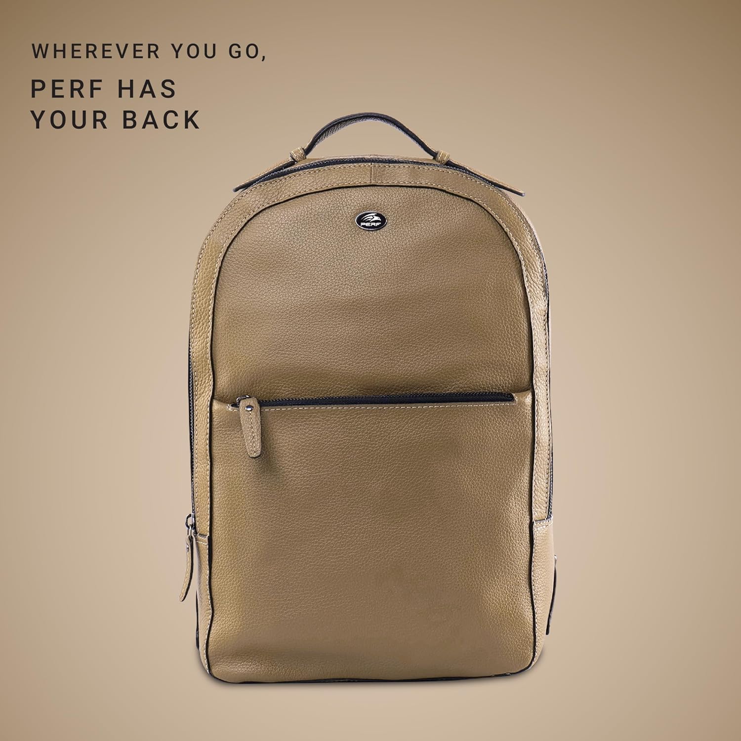 PERF Unisex Genuine Leather Backpack | Premium Slim & Stylish Laptop Bag for Men and Women | Travel, Office & Everyday Use | Padded back with Shoulder Straps & Secure Compartment