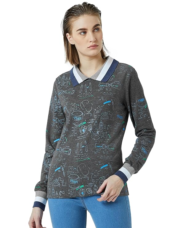 PERF Women's Polo T-Shirt, Full Sleeve, Collar Neck, Regular Fit, Casual wear Comfortable, Women's Top