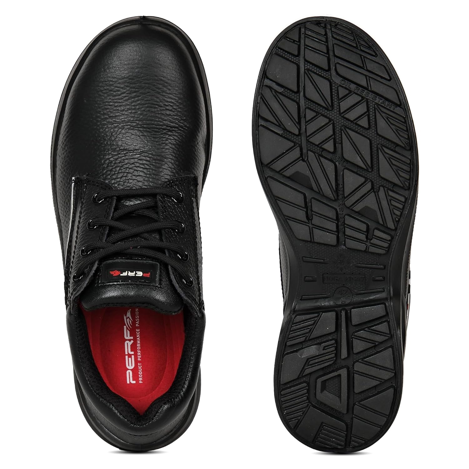 PERF Turbo-X Low Ankle Safety Shoe - Premium Buff Grain Leather, Steel Toe Cap 200J, PU Double Density Sole for Construction and Industrial Work