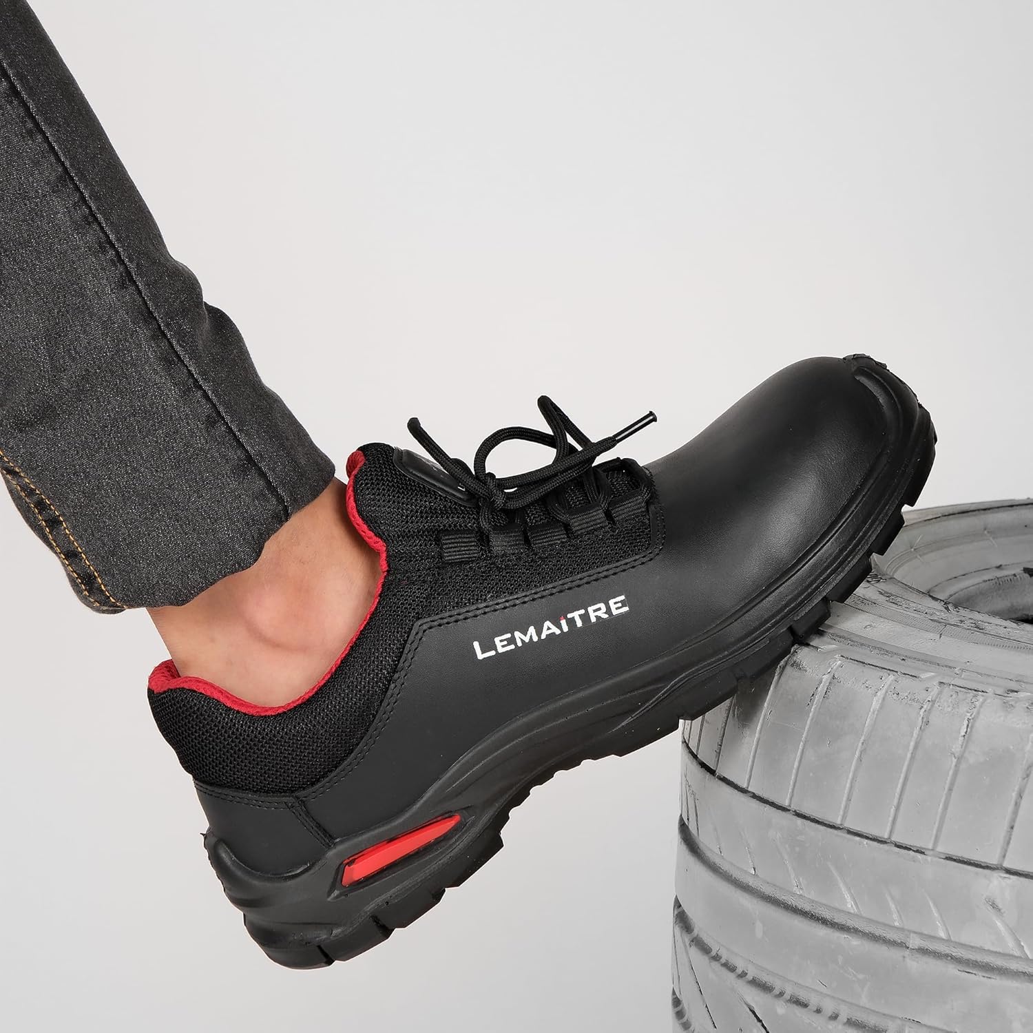 PERF Lemaitre Ace Water-Repellent Leather Safety Shoes for Men | Fiber Glass Toe Cap | Oil Resistant Sole | PU Footbed for All-Day Comfort