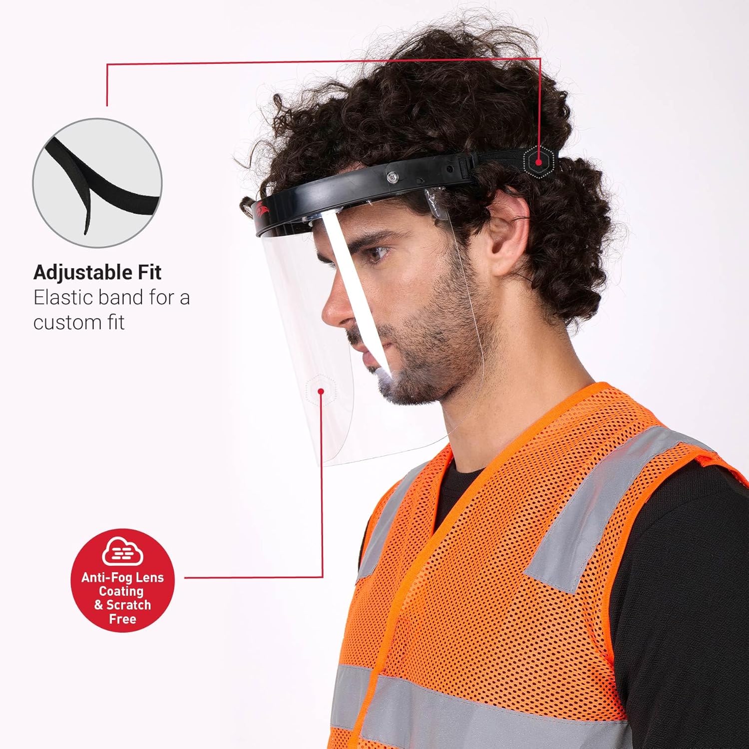 PERF Face Shield | Anti Fog and Anti Scratch | High-Impact Resistant Polycarbonate Visor | Comfortable Adjustable Elastic Band with Replaceable Polycarbonate Visor