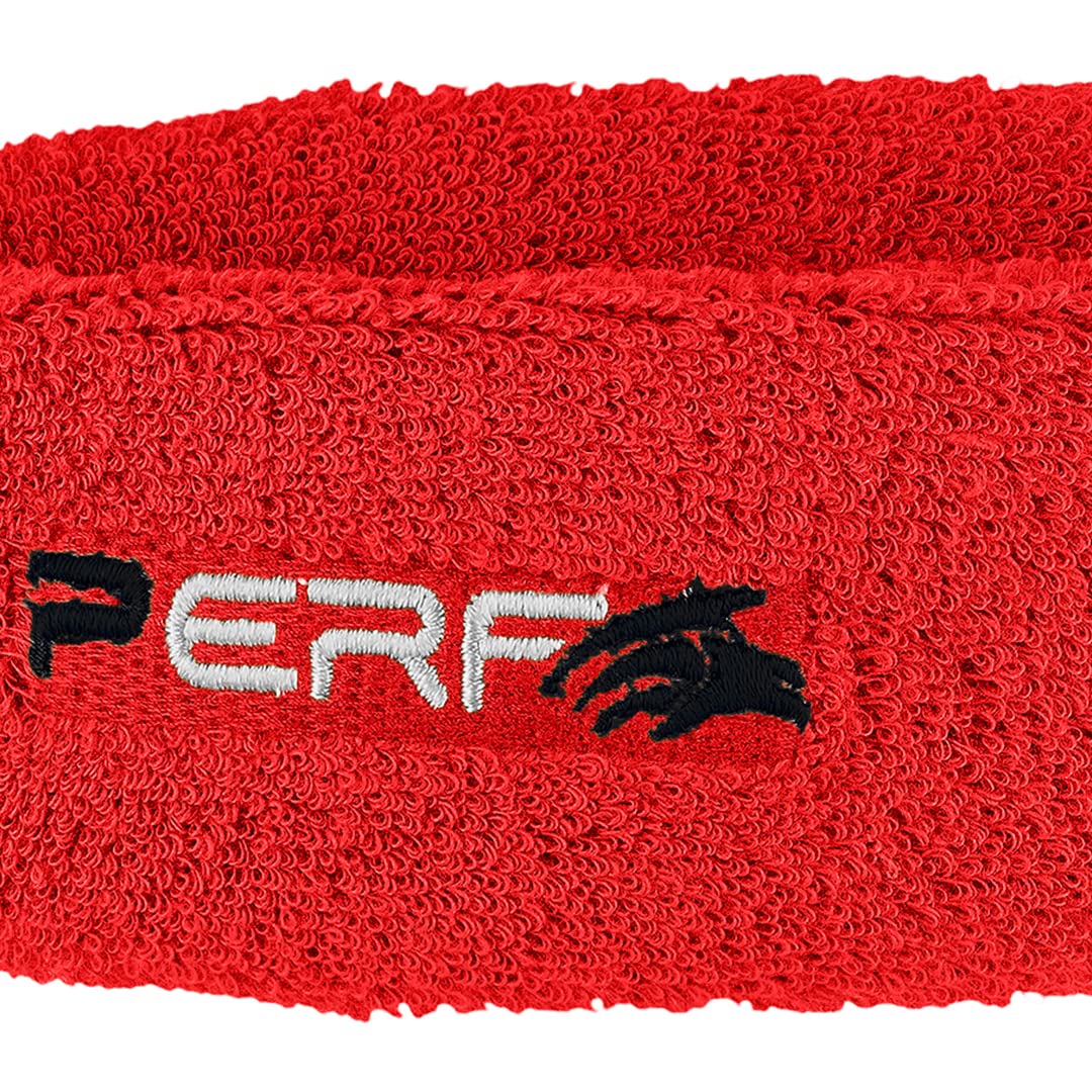 Perf Gym Headband for Men and Women - Sports Headband for Workout & Running, Breathable, Non-Slip Sweat Head Bands for Long Hair (Red)