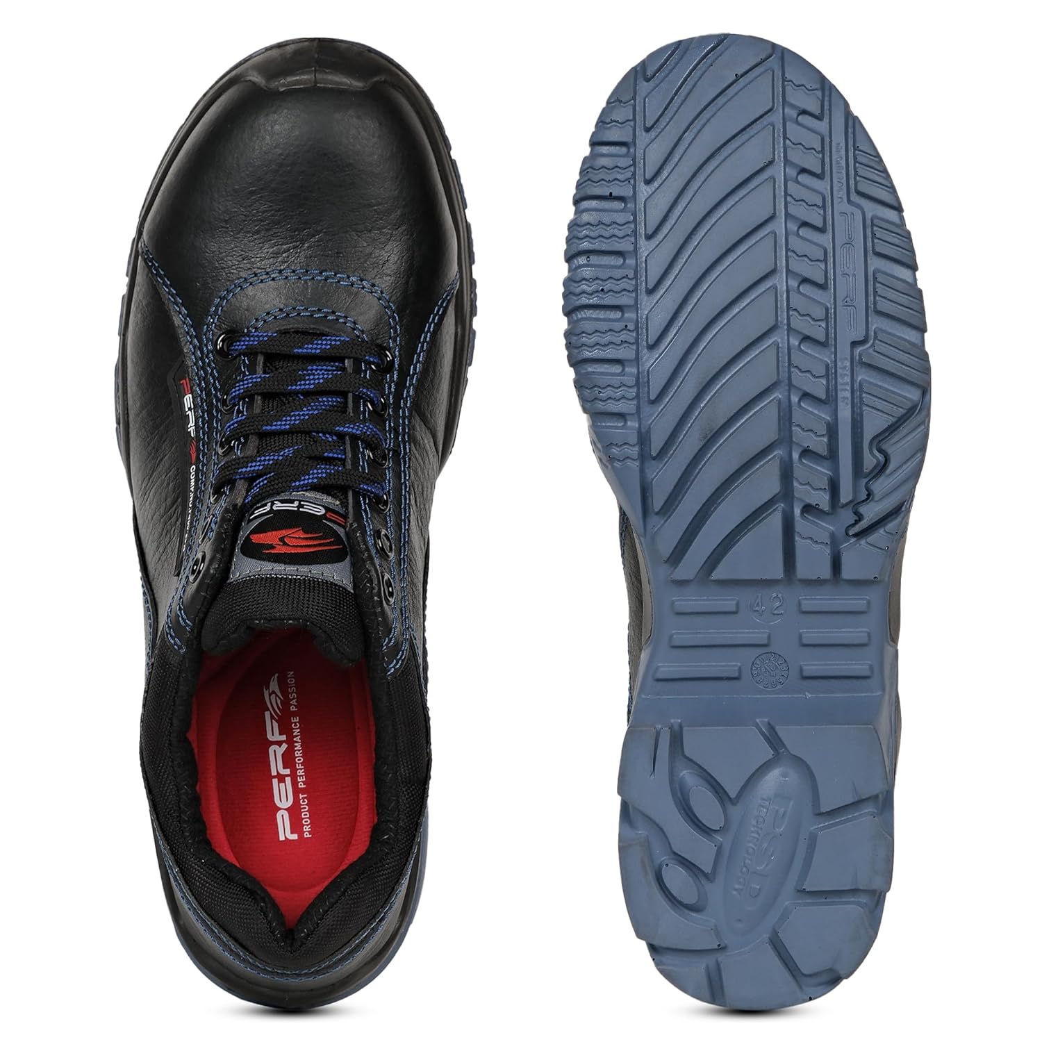 PERF Tornado G SB - Water-Repellent Leather Safety Shoe with Non-Metallic Toe Cap, Breathable Lining, Cushioned Footbed, and Durable PU Double Density Sole - Work Shoe for Men.