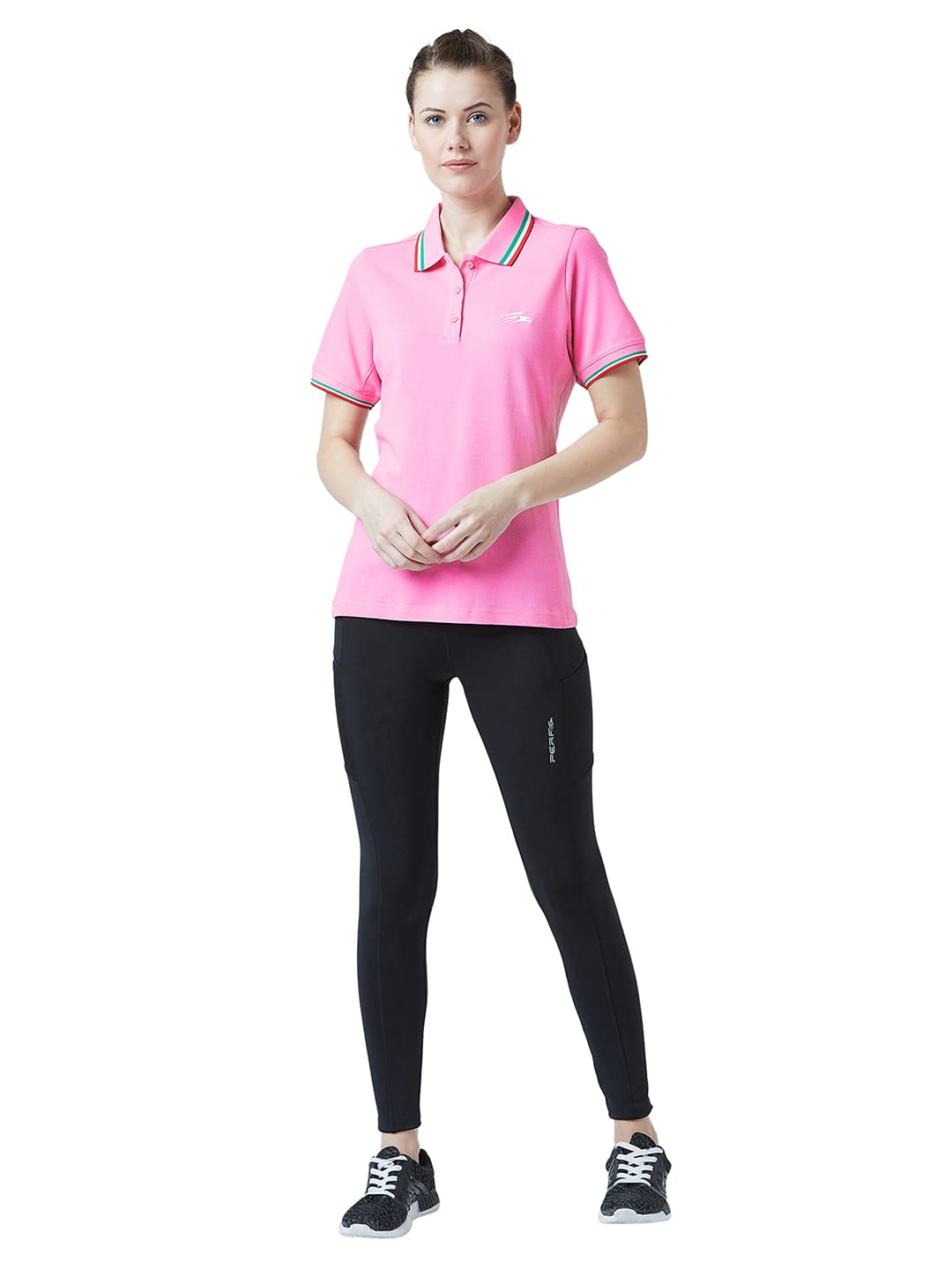 PERF Women Cotton Regular Fit Polo Tshirt
