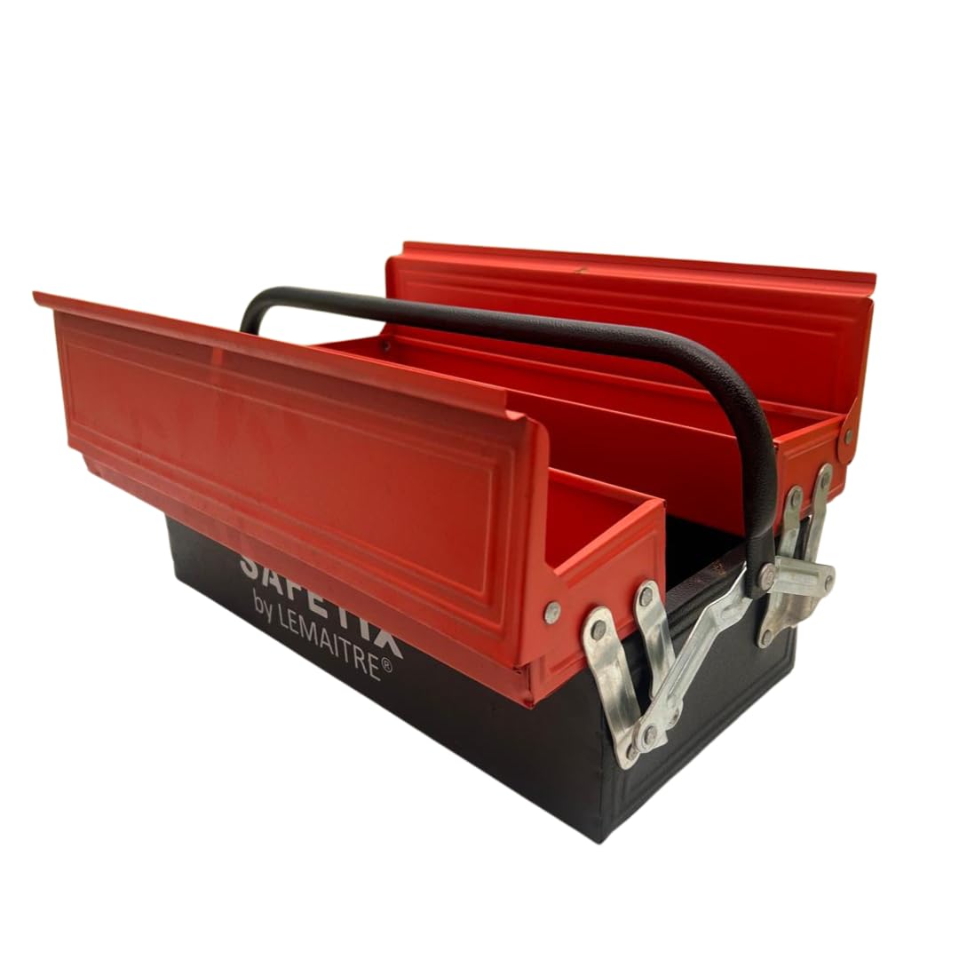 PERF Heavy-Duty Tool Box - Metallic Frame, Painted Finish, 3 Compartments, 17x8x6 Inch - Sturdy & Spacious Storage Organizer