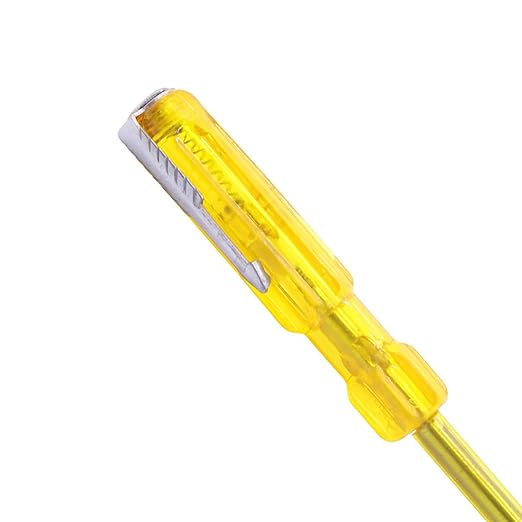 PERF Electric Tester 125mm - Yellow, Carbon Steel Blade, Transparent Handle, Plated Finish for Precision Electrical Testing