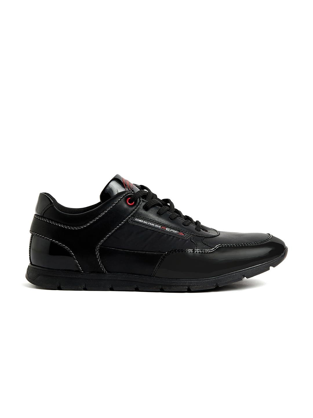 PERF Men’s Black Casual Sneakers - Stylish & Trendy PU Upper, Super Comfortable Cushion Insole, TPR Sole, All-Day Comfort Shoes