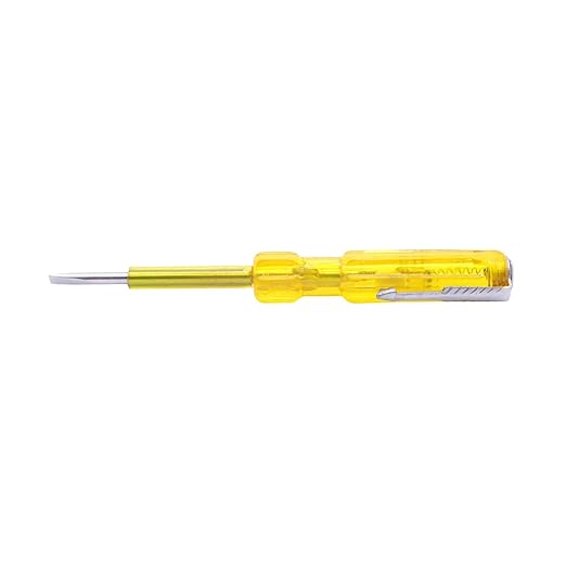 PERF Electric Tester 125mm - Yellow, Carbon Steel Blade, Transparent Handle, Plated Finish for Precision Electrical Testing