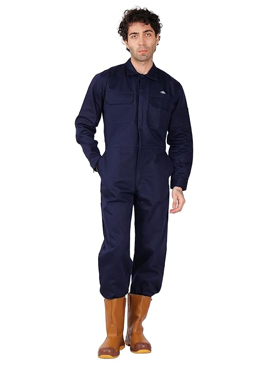 PERF GR100 Industrial Cotton Coverall with Reflective Tape | 240 GSM Durable Workwear for Men | Protective Boiler Suit for Industrial, Construction & Engineering Use