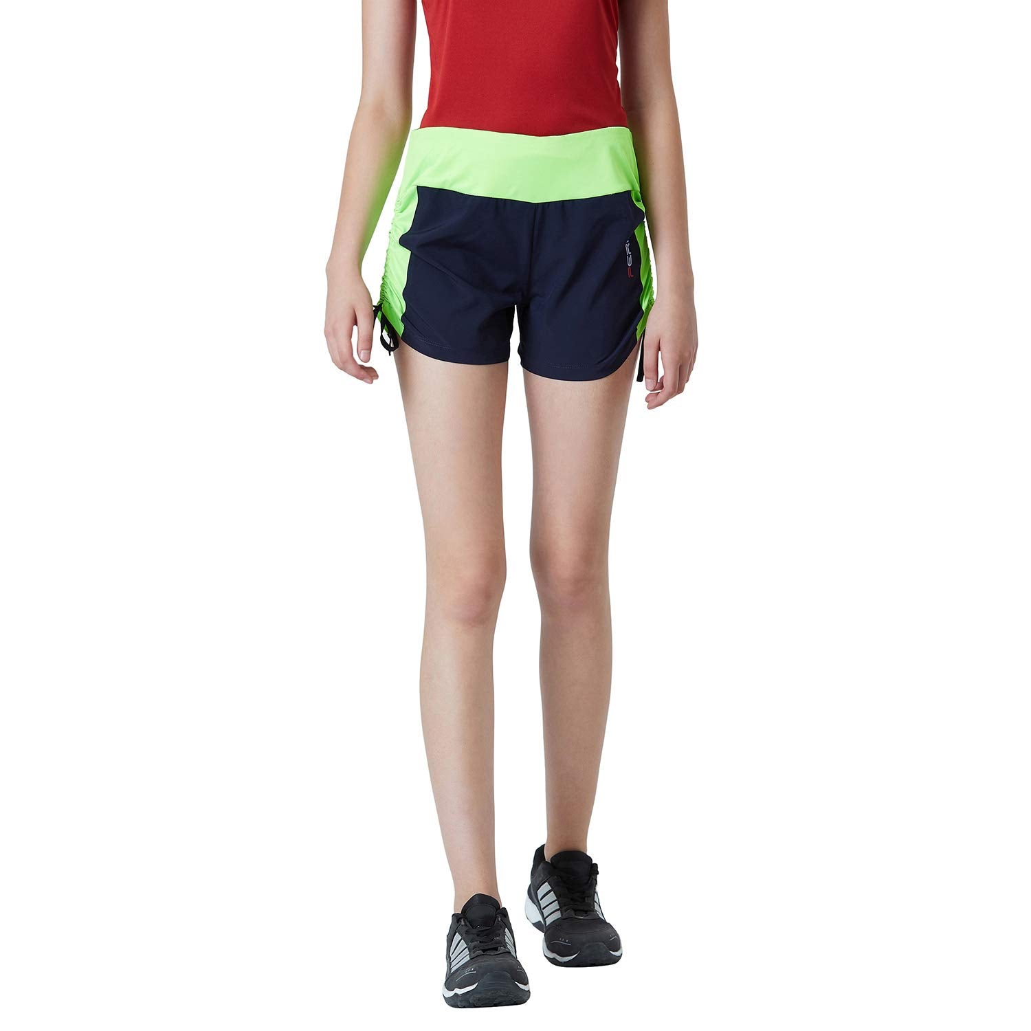 PERF Comfortable Women's Gym Shorts with Sporty Stripe | Elastic Waist | Hypoallergenic & Breathable Fabric | Sweat Absorbent | Ideal for Gym, Exercise, Yoga, Lounge, and Running (PWASSH19027)
