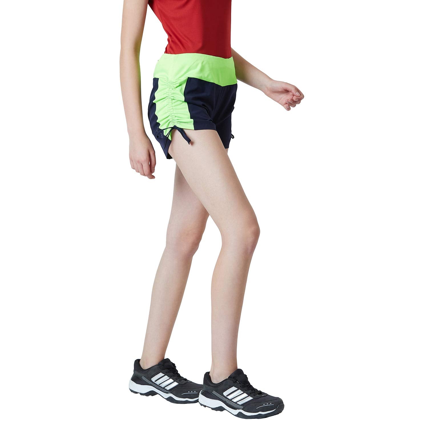 PERF Comfortable Women's Gym Shorts with Sporty Stripe | Elastic Waist | Hypoallergenic & Breathable Fabric | Sweat Absorbent | Ideal for Gym, Exercise, Yoga, Lounge, and Running (PWASSH19027)