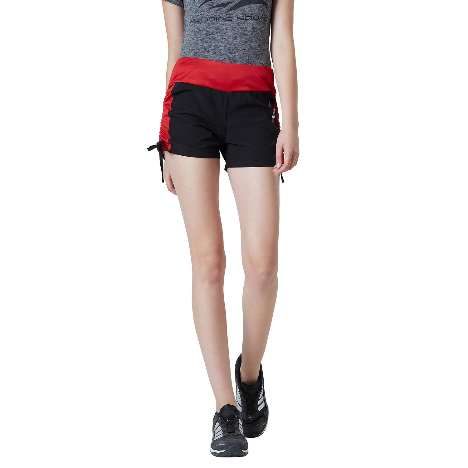 PERF Comfortable Women's Gym Shorts with Sporty Stripe | Elastic Waist | Hypoallergenic & Breathable Fabric | Sweat Absorbent | Ideal for Gym, Exercise, Yoga, Lounge, and Running (PWASSH19027)