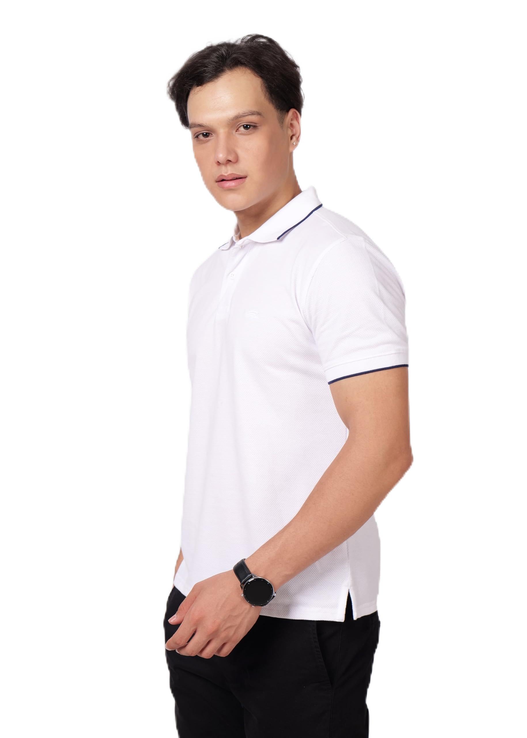 PERF Men's Waffle Polo T-Shirt with Tipping | Stylish Cotton-Polyester Blend Polo for Casual & Activewear