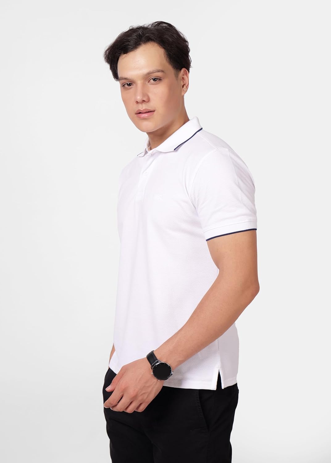 PERF Men's Waffle Polo T-Shirt with Tipping | Stylish Cotton-Polyester Blend Polo for Casual & Activewear