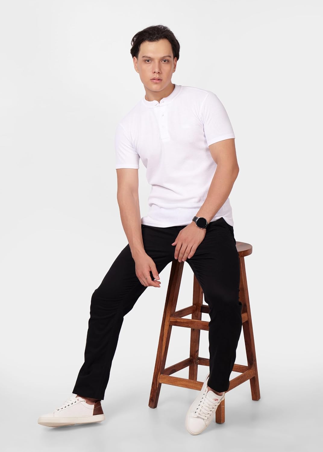 PERF Men's Henley Neck T-Shirt | Cotton Blend Casual Slim Fit Shirt | Half Sleeve Stylish Everyday Tee