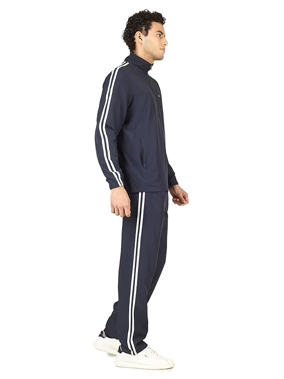 PERF Men’s Polyester Track Suit Set | Full Sleeve Zip-Up Jacket & Track Pants | Regular Fit | Side Stripe Design | Sports & Casual Wear