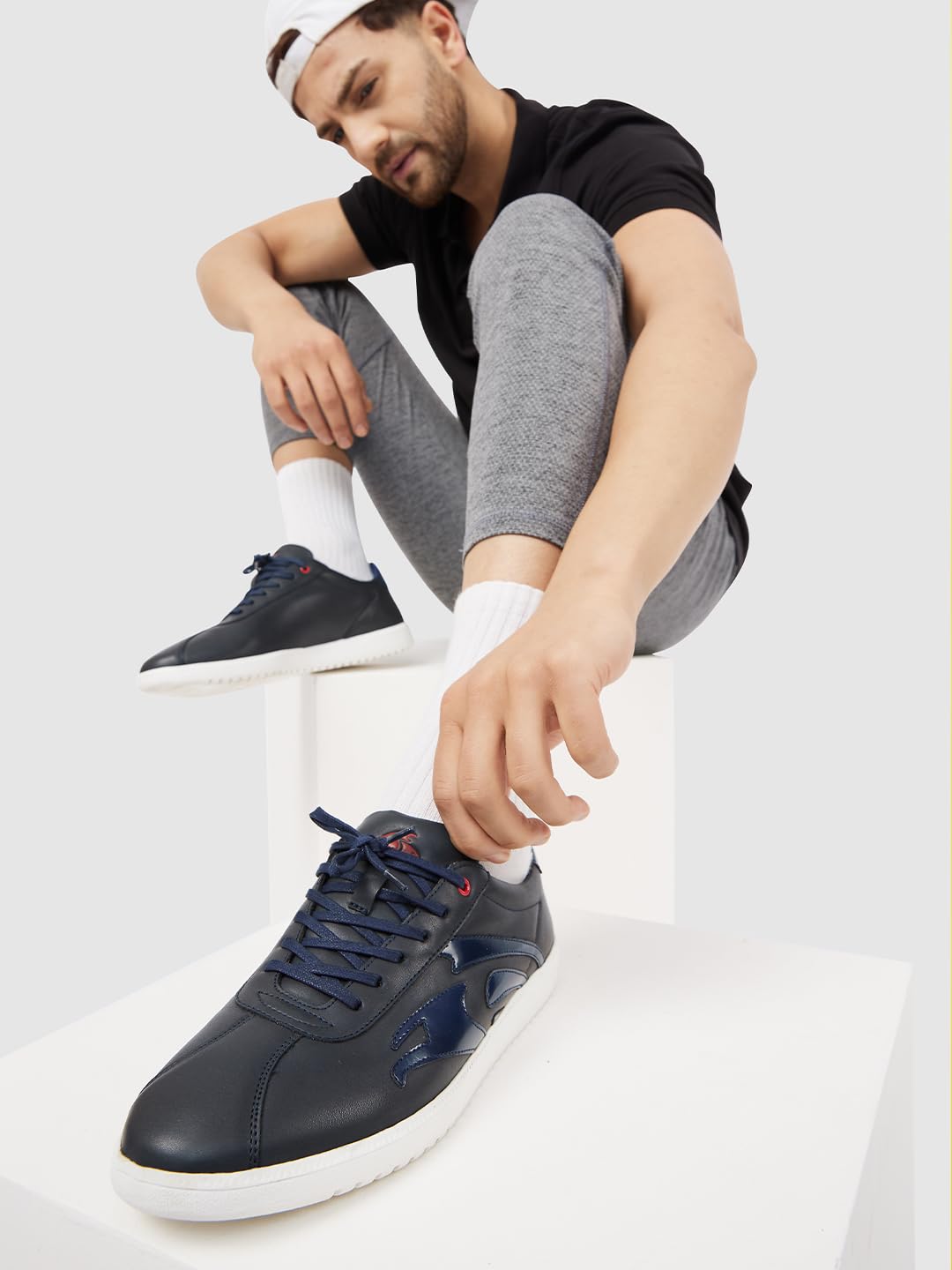 PERF Men’s Black Sneakers - Stylish & Trendy Casual Shoes, PU Upper, TPR Sole, Super Comfortable Cushion Insole, Lightweight Walking Shoes