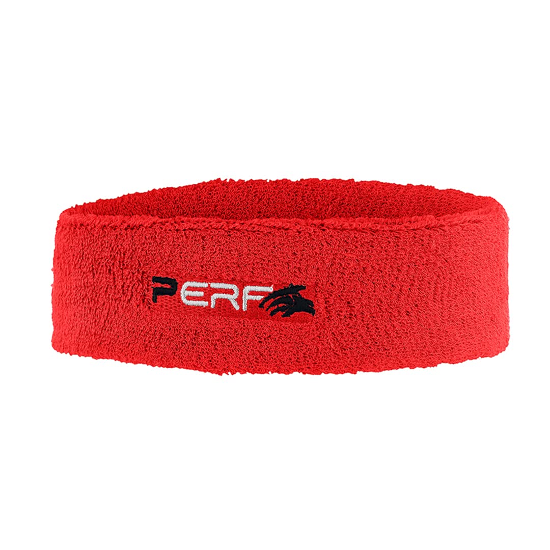 Perf Gym Headband for Men and Women - Sports Headband for Workout & Running, Breathable, Non-Slip Sweat Head Bands for Long Hair (Red)