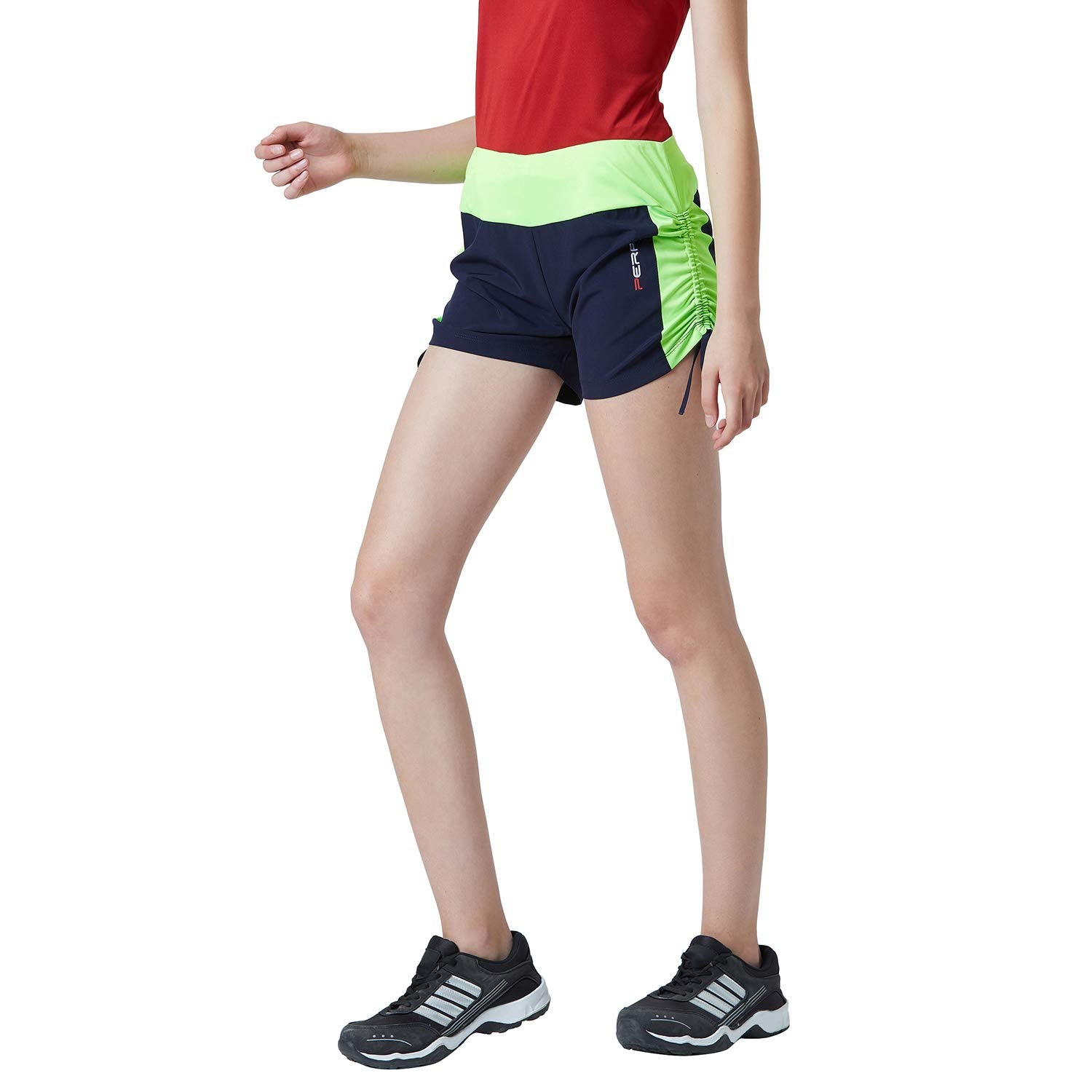 PERF Comfortable Women's Gym Shorts with Sporty Stripe | Elastic Waist | Hypoallergenic & Breathable Fabric | Sweat Absorbent | Ideal for Gym, Exercise, Yoga, Lounge, and Running (PWASSH19027)