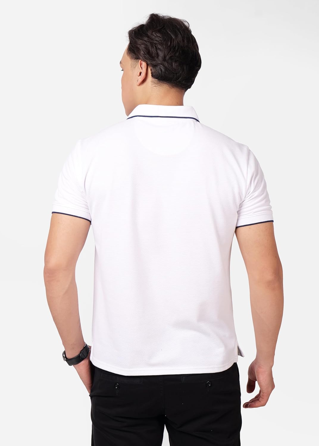 PERF Men's Waffle Polo T-Shirt with Tipping | Stylish Cotton-Polyester Blend Polo for Casual & Activewear