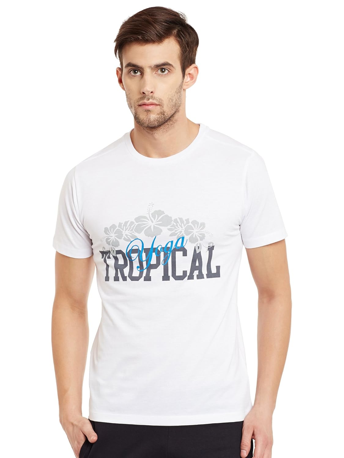 PERF Collegiate Cotton Regular Fit Yoga Tropical Tshirt for Men