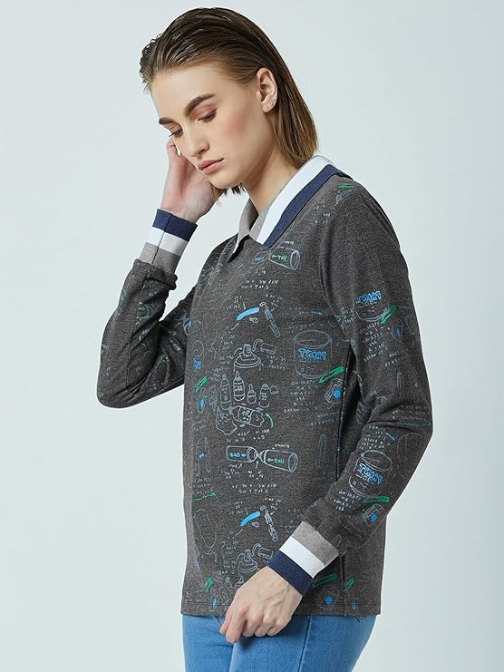 PERF Women's Polo T-Shirt, Full Sleeve, Collar Neck, Regular Fit, Casual wear Comfortable, Women's Top