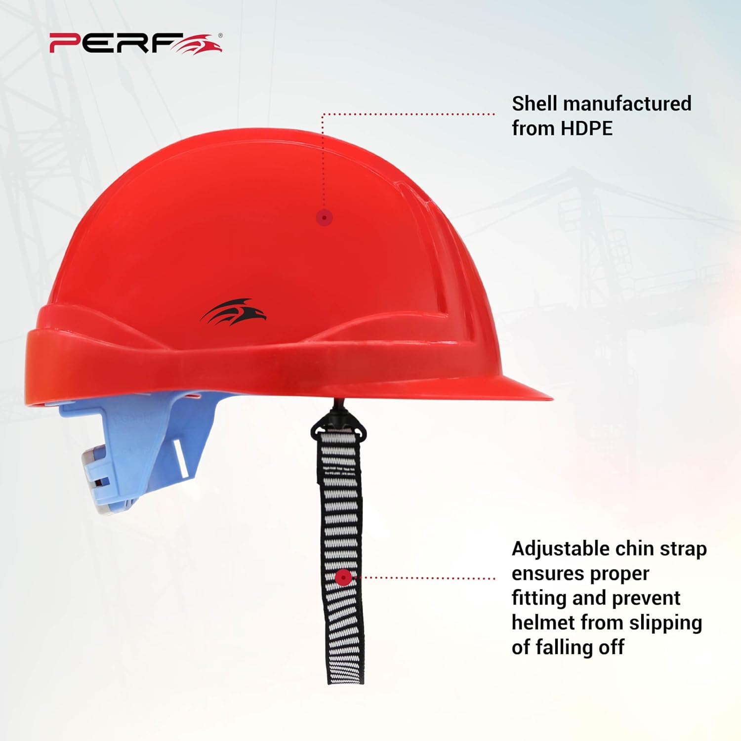 PERF Safety Helmet for Construction & Outdoor Work|Easy 3D Fitting System for Any Head Size|Lightweight|8-Point Support Easy Impact Absorption Sweatband|XPrssPNV (Red)