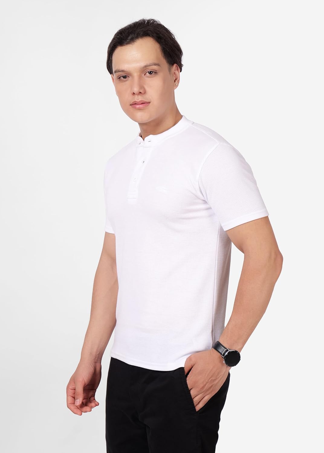 PERF Men's Henley Neck T-Shirt | Cotton Blend Casual Slim Fit Shirt | Half Sleeve Stylish Everyday Tee