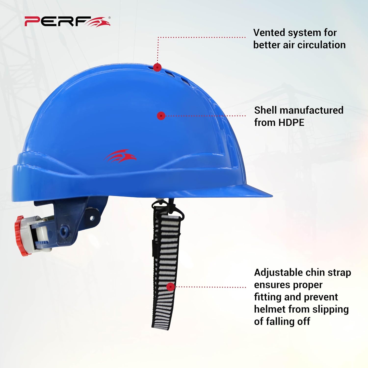 PERF Safety Helmet for Construction & Outdoor Work|Easy 3D Fitting System for Any Head Size|Lightweight|8-Point Support Easy Impact Absorption Sweatband|X Prss-P|Blue
