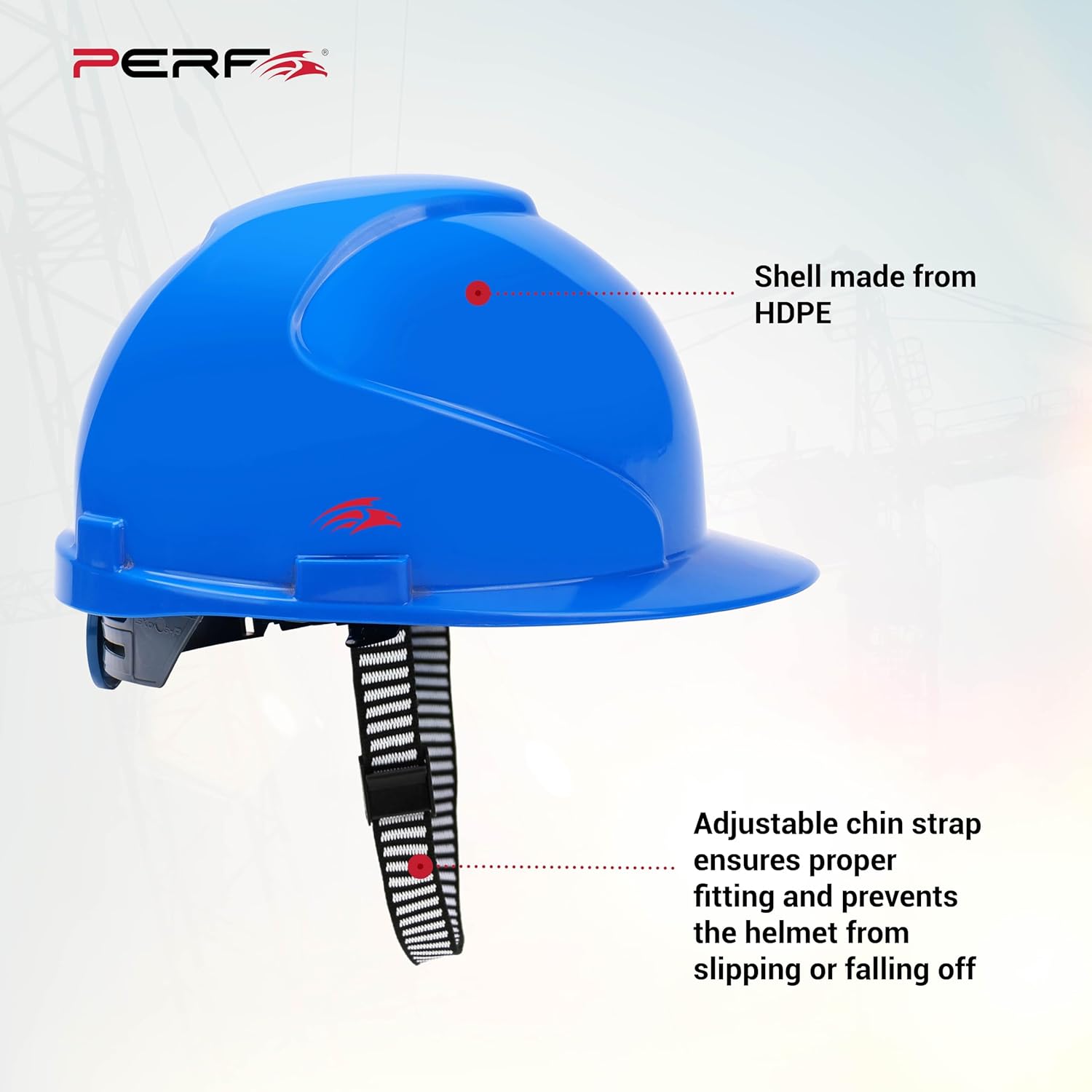 PERF Safety Helmet for Construction & Outdoor Work|Easy 3D Fitting System for Any Head Size|Lightweight|4-Point Support, Easy Impact Absorption Sweatband|Maxxtra|Blue