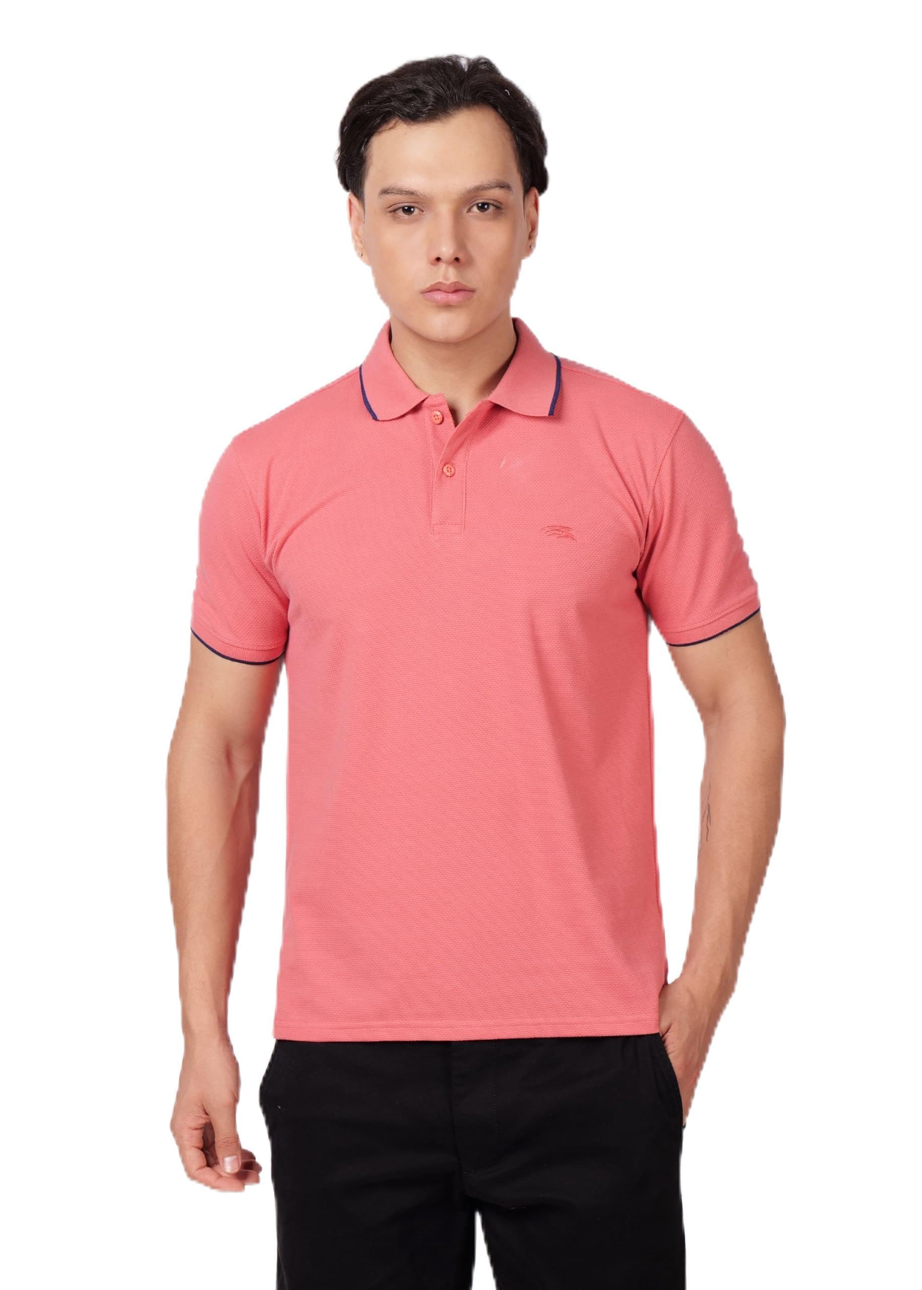 PERF Men's Waffle Polo T-Shirt with Tipping | Stylish Cotton-Polyester Blend Polo for Casual & Activewear
