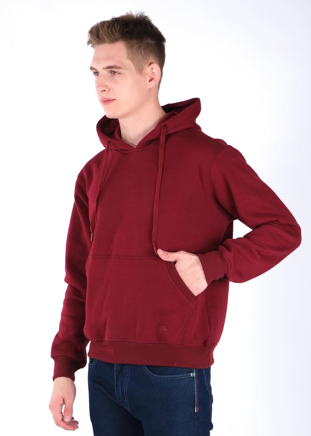 PERF Men's Fleece Hoodie with Zipper, Poly-Cotton Blend, 340 GSM, 3 Thread Fleece with Side Pockets