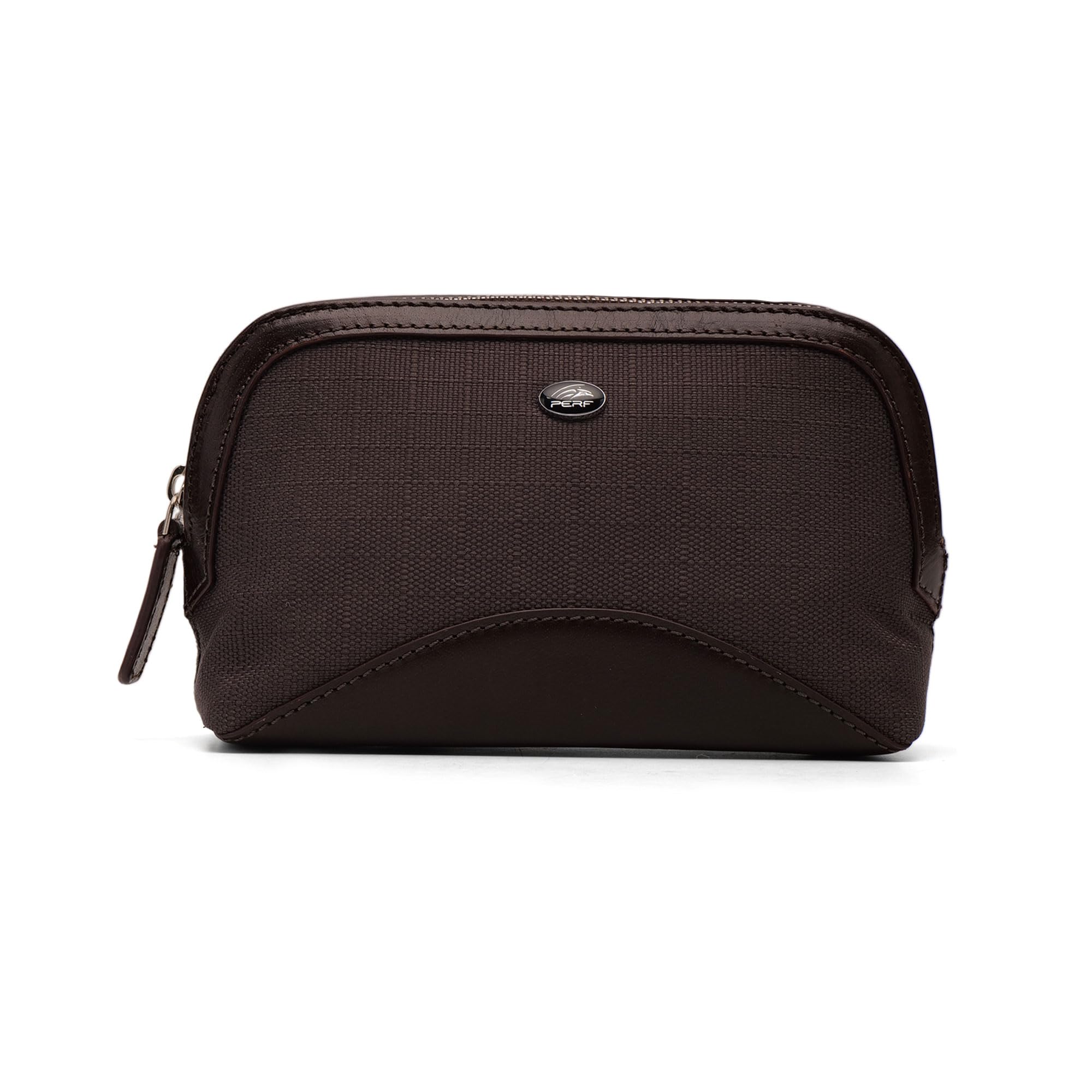 PERF Multi-Purpose Travel Pouch – Coated Nylon & Genuine Leather | Small Vanity Pouch, Travel Organizer, Charger & Gadget Case