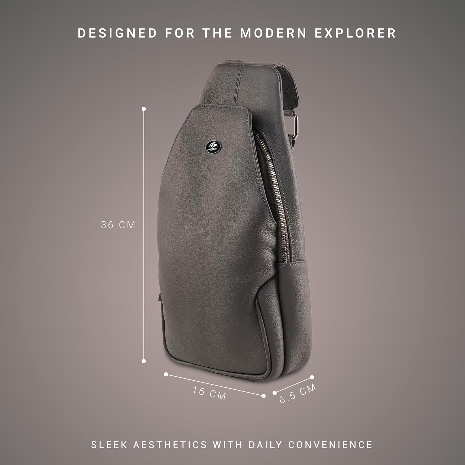 PERF Genuine Leather Adjustable Sling Bag | Unisex Crossbody Travel & Office Messenger Bag | Slim & Spacious Side Bag fo...