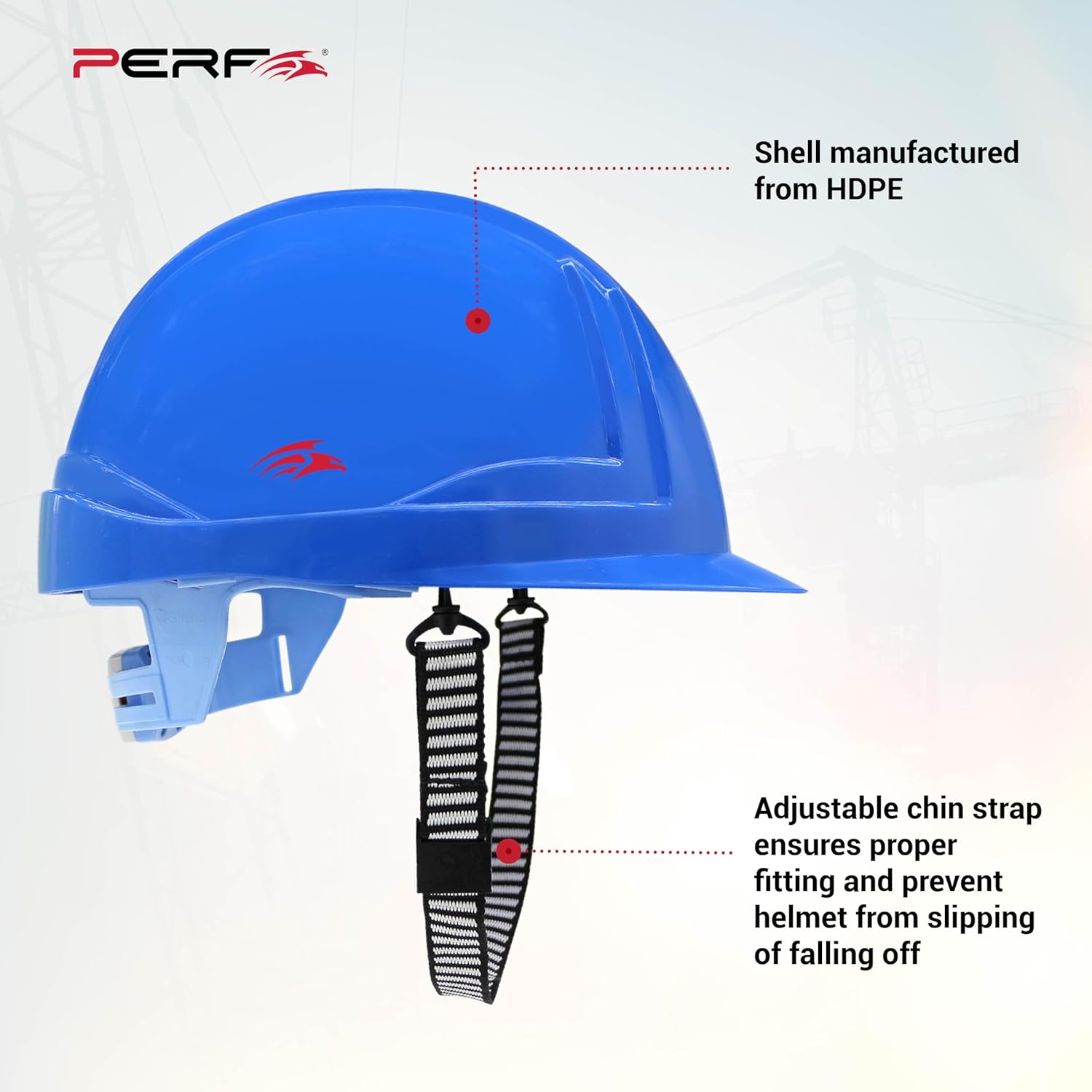 PERF Safety Helmet for Construction & Outdoor Work|Easy 3D Fitting System for Any Head Size|Lightweight|8-Point Support Easy Impact Absorption Sweatband|XPrssPNV(Blue)