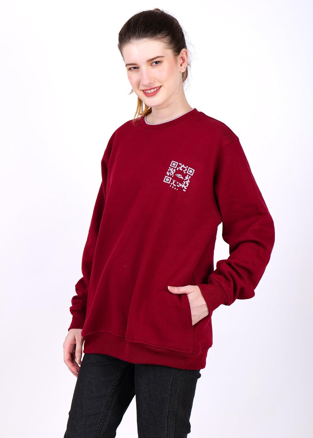 PERF Women’s Soft Fleece Sweatshirt – Denim Blue, Poly-Cotton Blend, 340 GSM Warmth