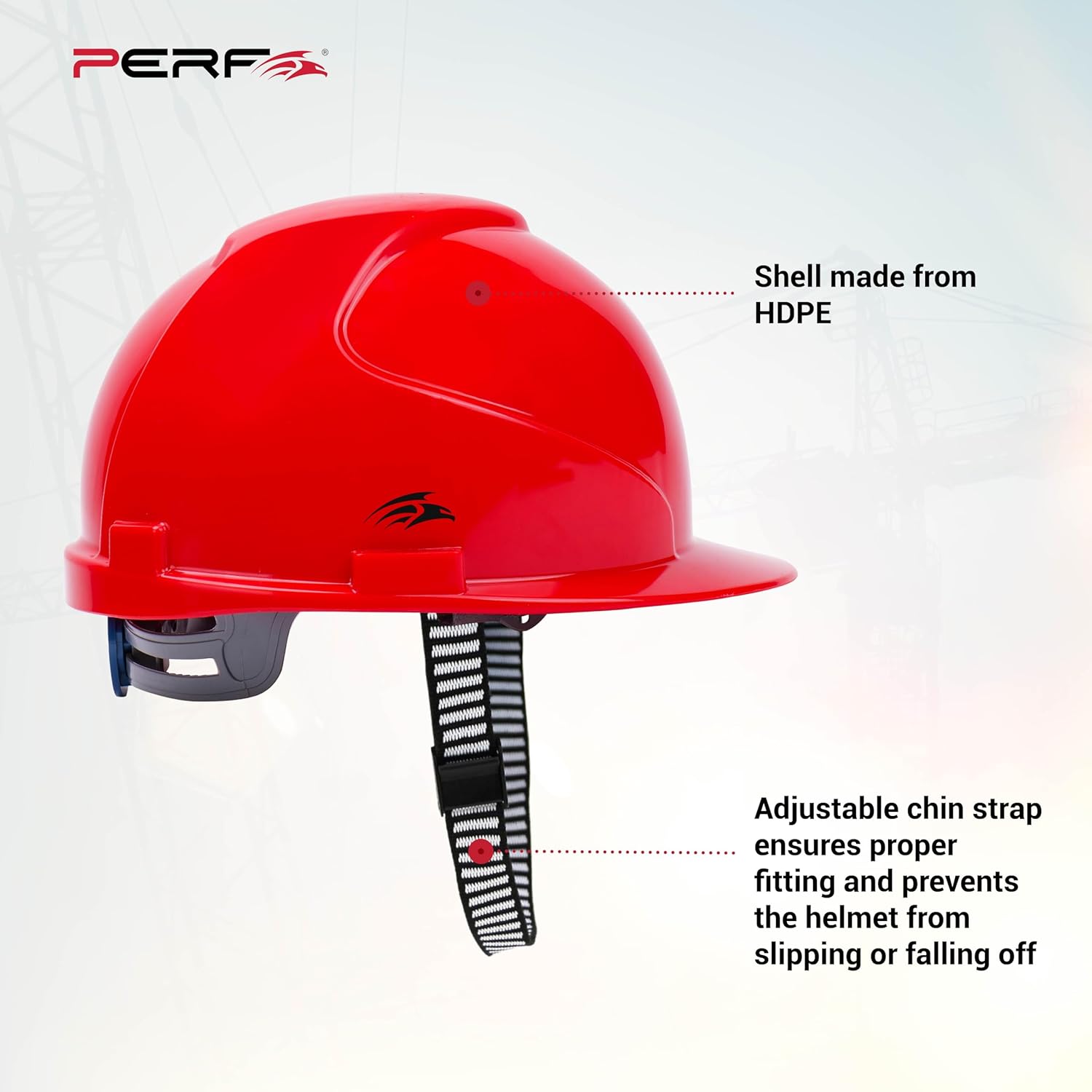 PERF Safety Helmet for Construction & Outdoor Work|Easy 3D Fitting System for Any Head Size|Lightweight|4-Point Support, Easy Impact Absorption Sweatband|Maxxtra|Red