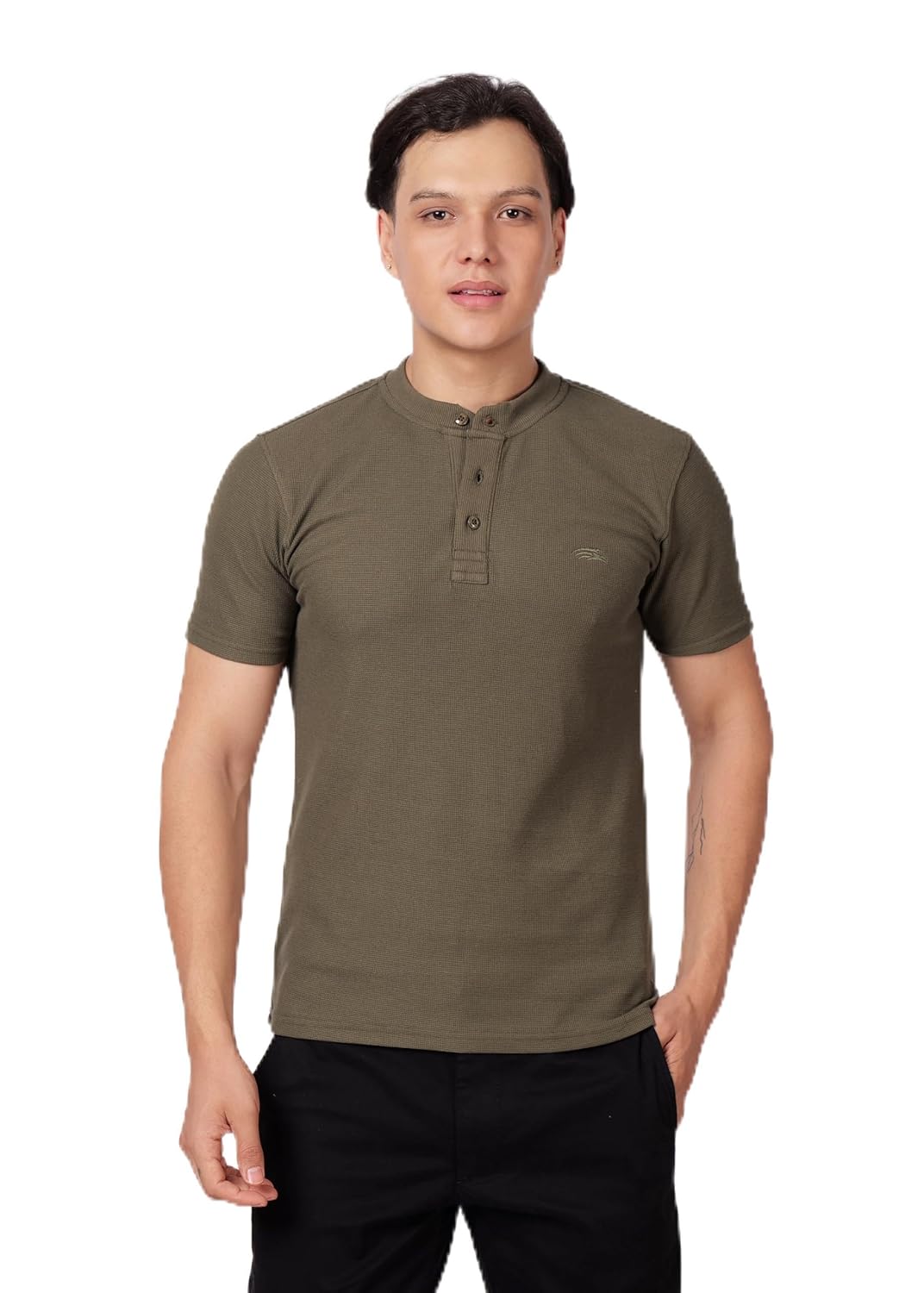 PERF Men's Henley Neck T-Shirt | Cotton Blend Casual Slim Fit Shirt | Half Sleeve Stylish Everyday Tee