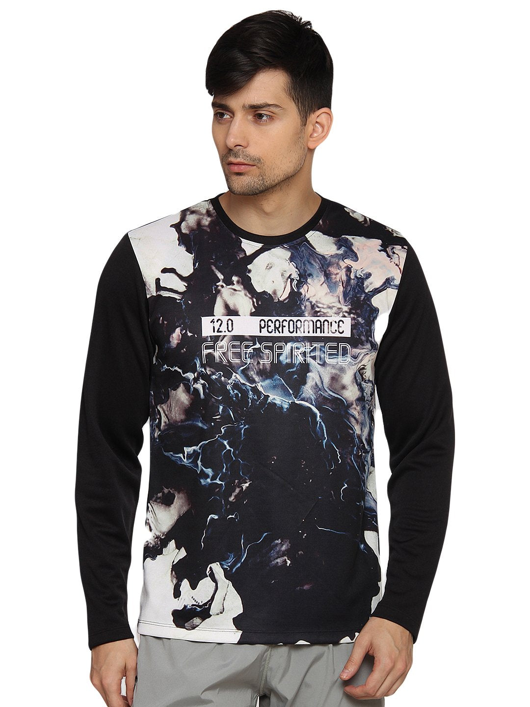 PERF Polyester Sublimation Grunge Print Long Sleeve Tshirt for Men