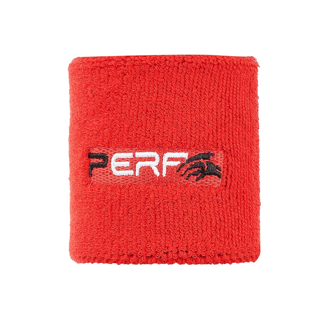 Perf Wrist Band for Men & Women 3 Inch - Wrist Sweat Band for Workout Tennis Cycling, Gym, Badminton, Football, Basketball, Sweat Absorbent Stretchable Wrist Supports Bands (Red)