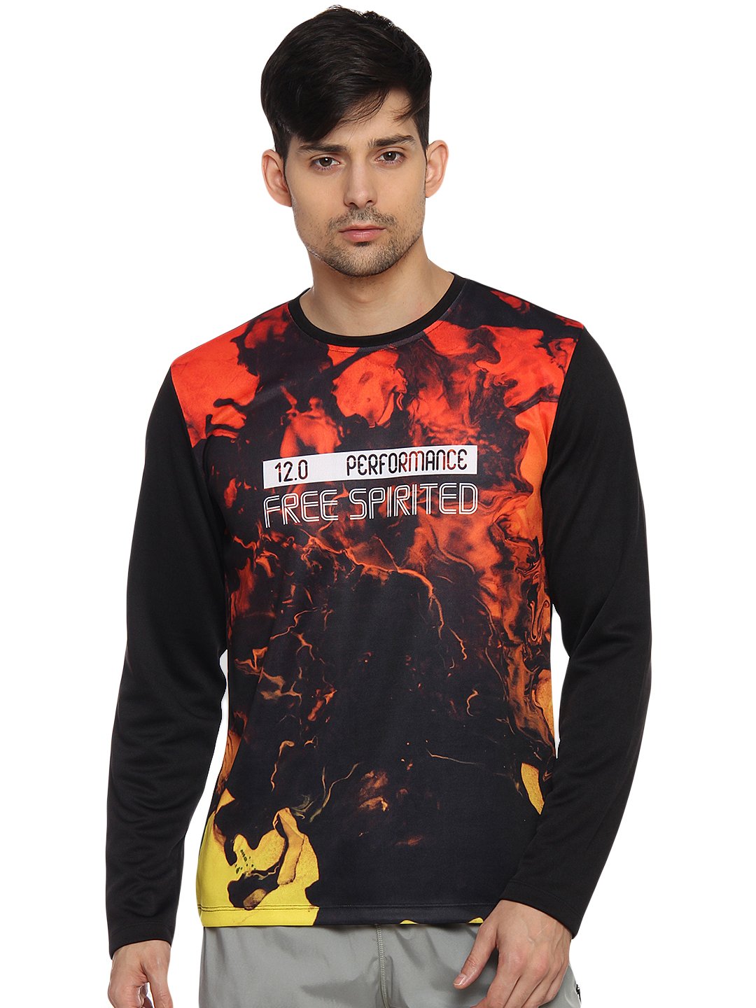 PERF Polyester Sublimation Grunge Print Long Sleeve Tshirt for Men